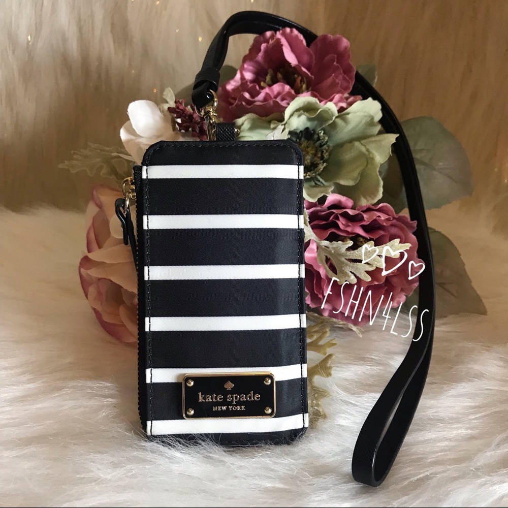 Kate Spade Edria FRENCH STRIPE Lanyard Wallet - Picture 3 of 8